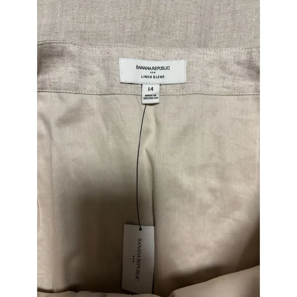 Banana Republic Skirt Womens Size 14 Linen Blend Button Front Mini NEW